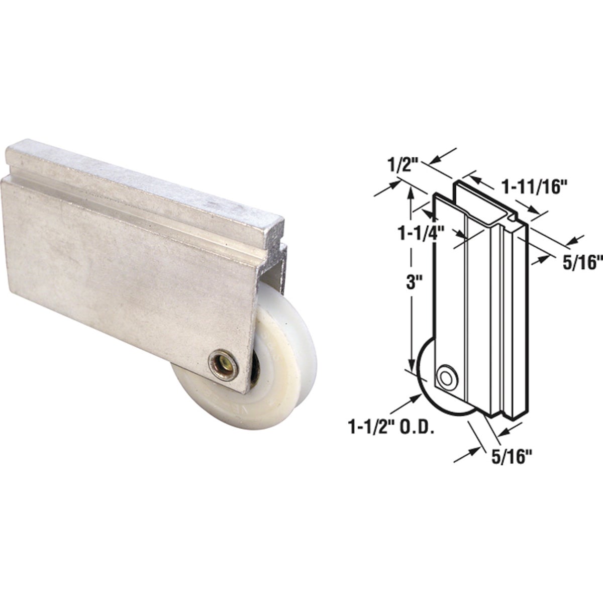 Slide-Co Bypass Plastic Mirror Door Roller with Aluminum Housing