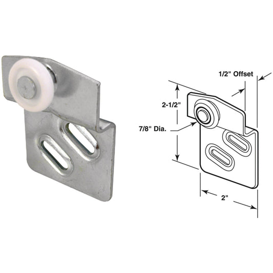 Slide-Co 1/2 In. Offset Adjustable 2 In. W. Single Wheel Bypass Door Roller (2-Count)