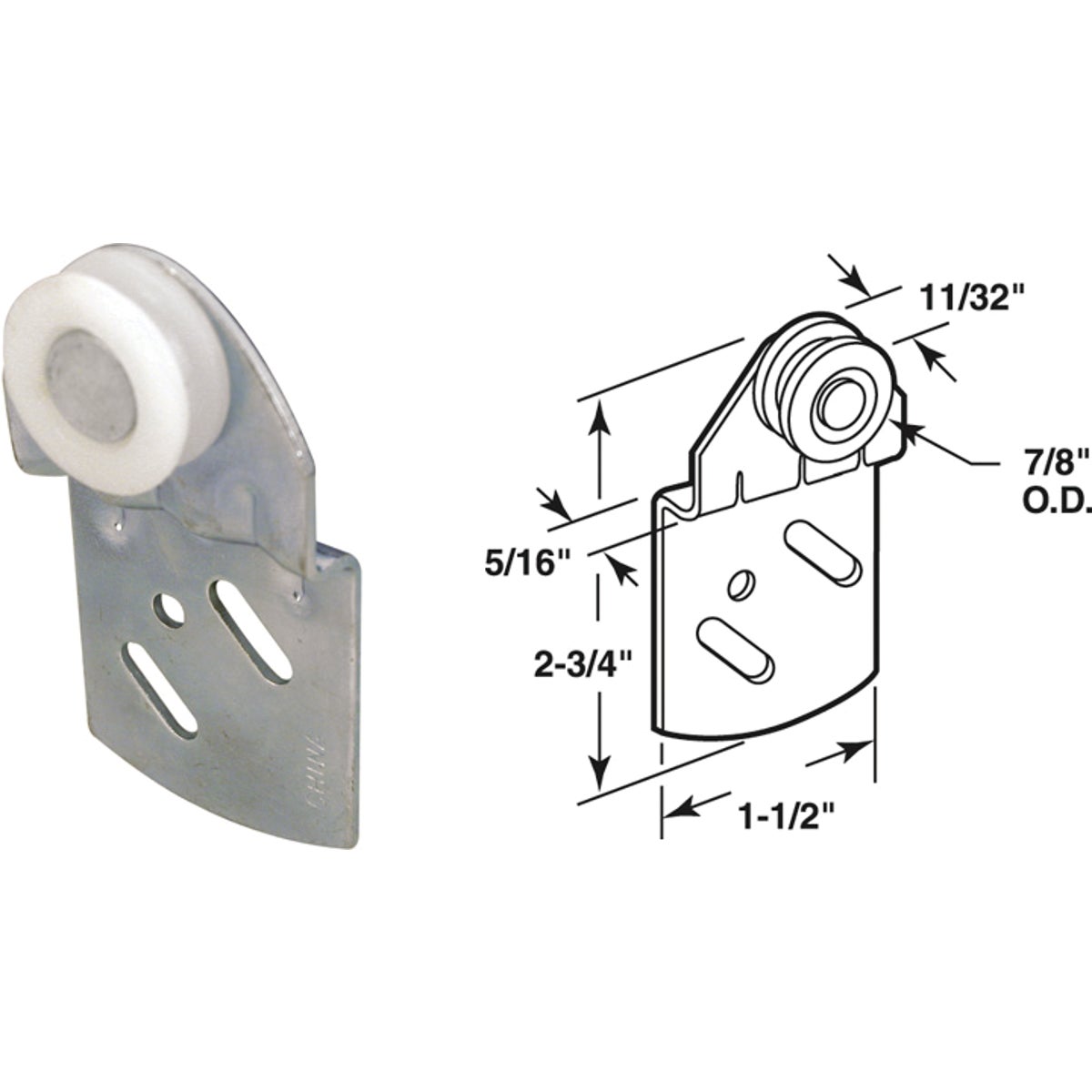 Slide-Co 5/16 In. Offset Adjustable Center Groove Single Wheel Bypass Door Roller (2-Count)