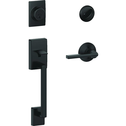 Schlage Century Handleset with Single Cylinder Deadbolt and Latitude Lever in Matte Black