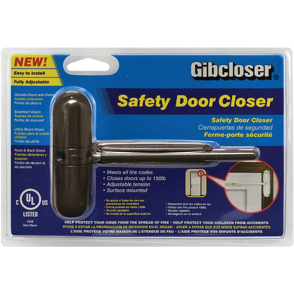 Prime-Line Gibcloser Brown Safety Spring Door Closer