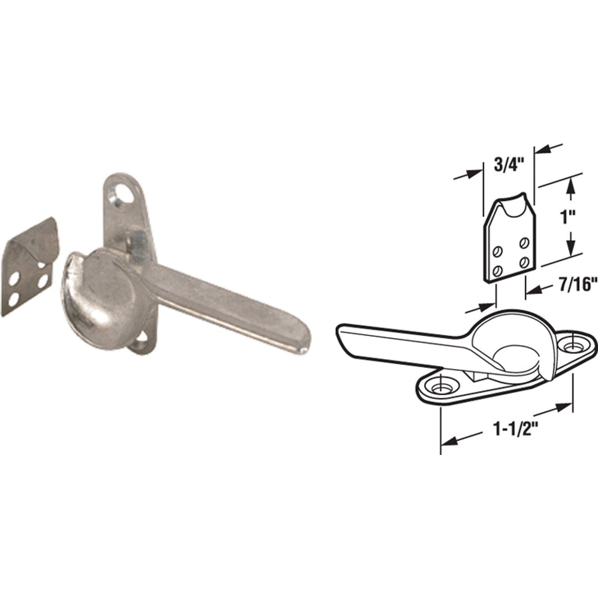 Slide-Co Bright Zinc Sliding Window Sash Lock