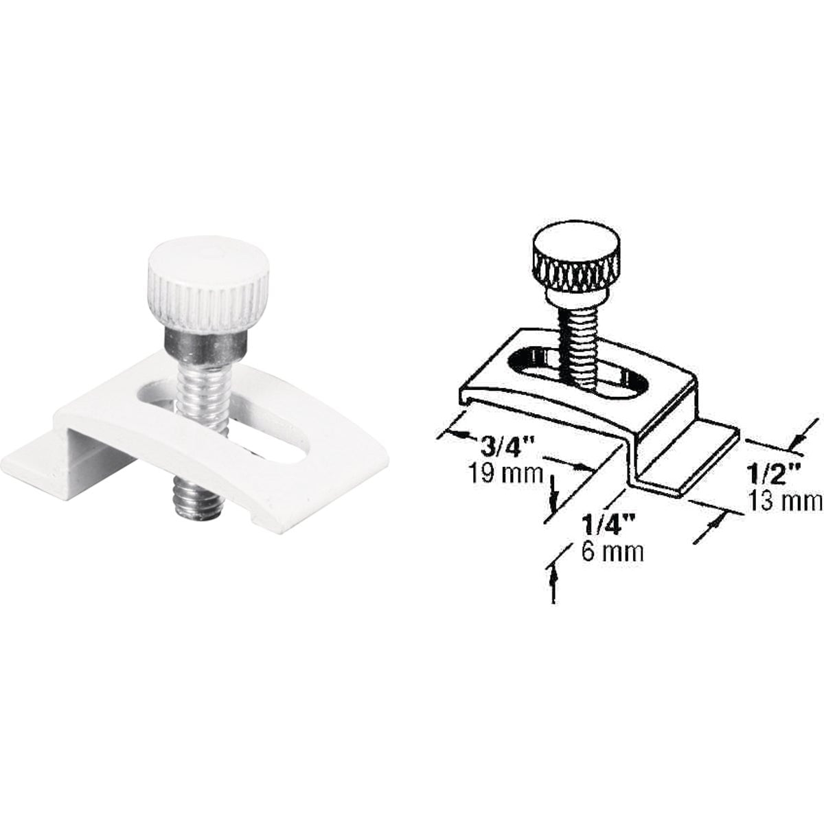 Slide-Co 1/2 In. W. x 1/4 In. H. x 3/4 In. L. White Storm Window Panel Clips (4 Count)