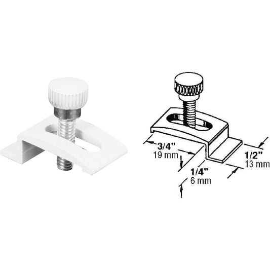 Slide-Co 1/2 In. W. x 1/4 In. H. x 3/4 In. L. White Storm Window Panel Clips (4 Count)