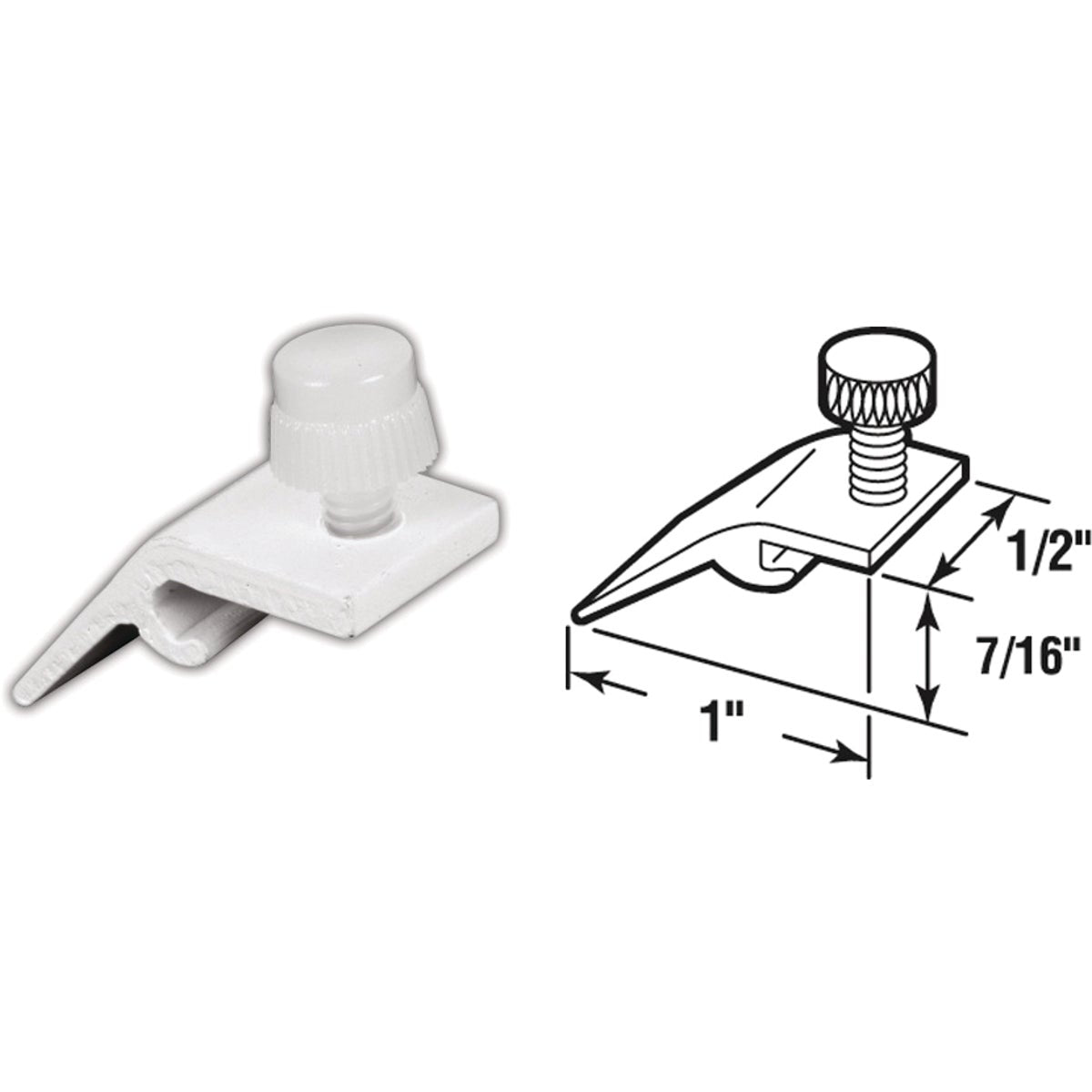 Slide-Co 1/2 In. W. x 7/16 In. H. x 1 In. L. White Storm Window Panel Clips (4 Count)