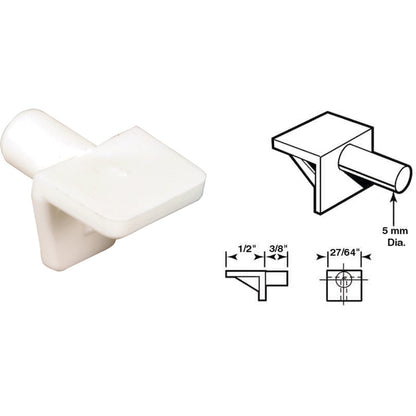 Prime-Line 5mm White Plastic Mini Shelf Support (8 Count)