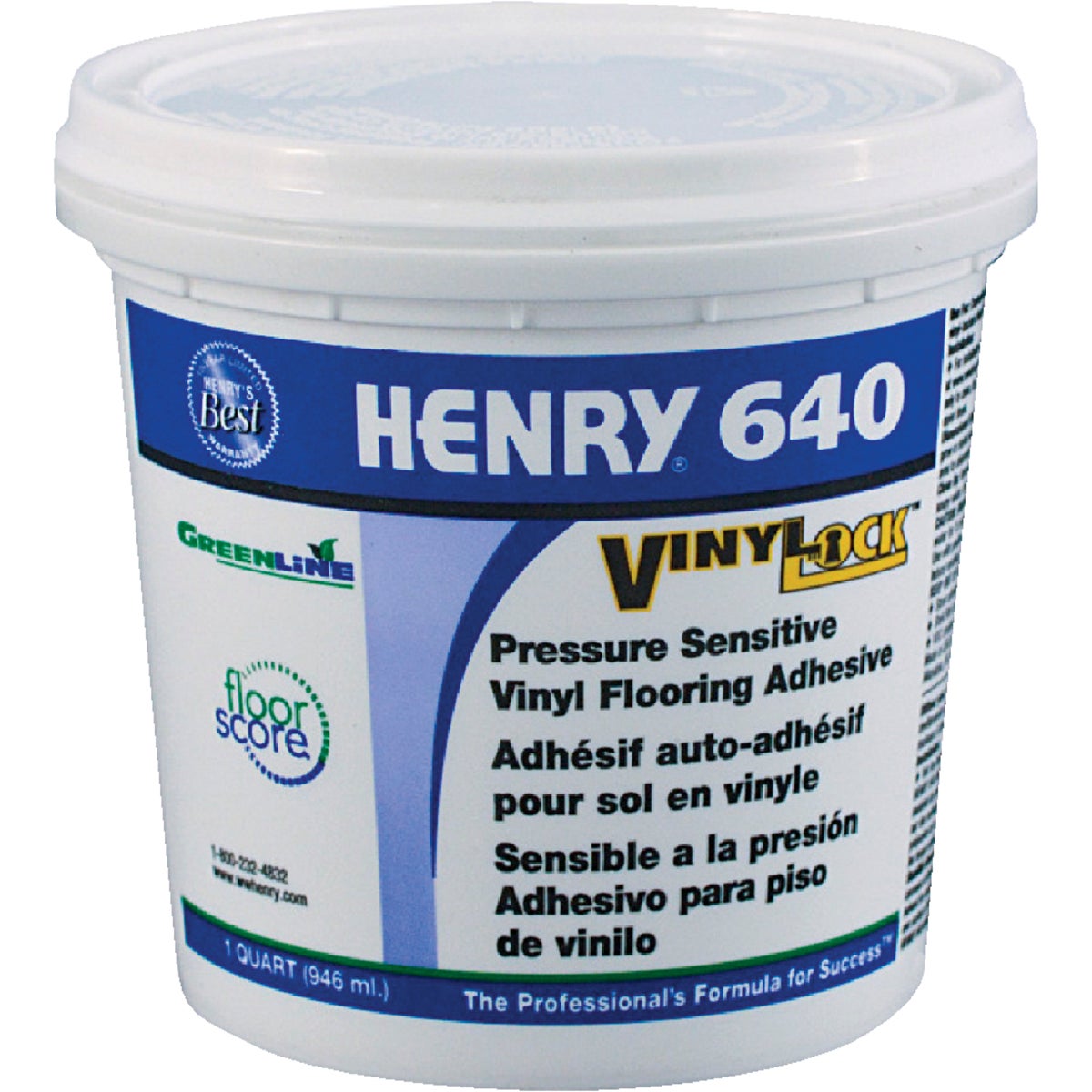 Henry 640 VinylLock Pressure Sensitive Vinyl Floor Adhesive, Qt.