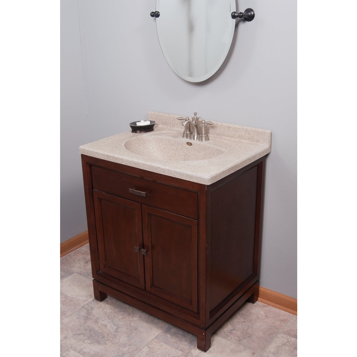 Imperial Marble 31 In. W x 22 In. D Cappuccino Faux Granite Vanity Top with Olympic Oval Bowl