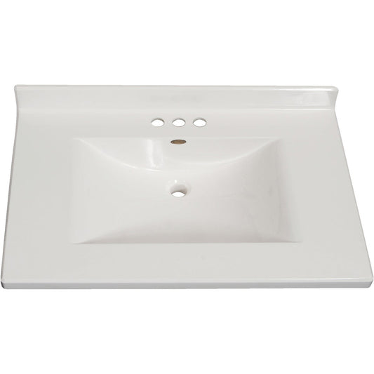 Imperial Marble 31 In. W x 22 In. D Gloss White Cultured Marble Vanity Top with Wave Bowl