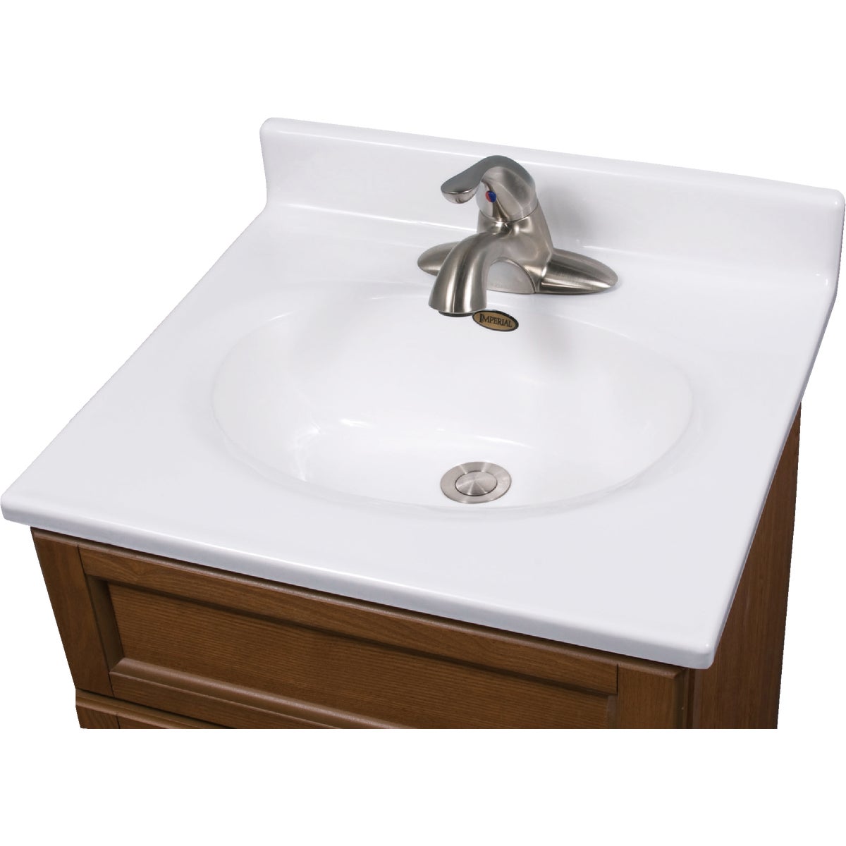 Imperial Marble 19 In. W x 17 In. D Solid White Cultured Marble Vanity Top with Oval Bowl