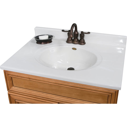 Imperial Marble 31 In. W x 22 In. D Marbled White Cultured Marble Vanity Top with Oval Bowl