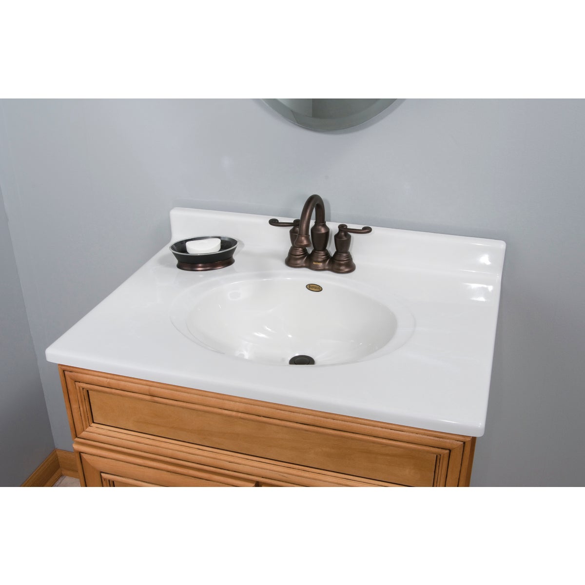 Imperial Marble 31 In. W x 22 In. D Marbled White Cultured Marble Vanity Top with Oval Bowl