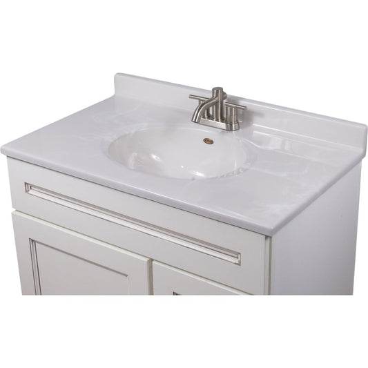 Imperial Marble 37 In. W x 22 In. D Marbled White Cultured Marble Vanity Top with Oval Bowl