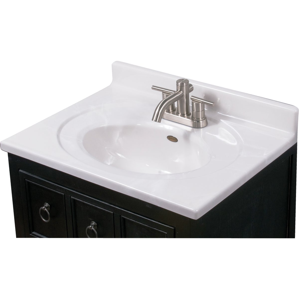 Imperial Marble 25 In. W x 19 In. D Marbled White Cultured Marble Vanity Top with Recessed Center Oval Bowl