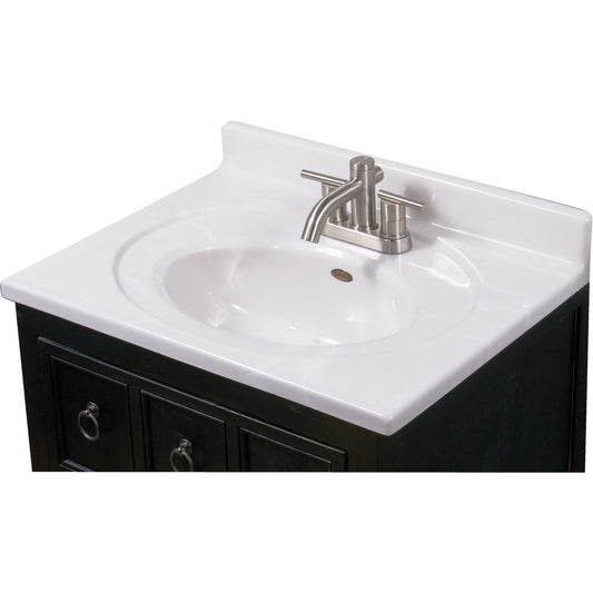 Imperial Marble 25 In. W x 19 In. D Marbled White Cultured Marble Vanity Top with Recessed Center Oval Bowl