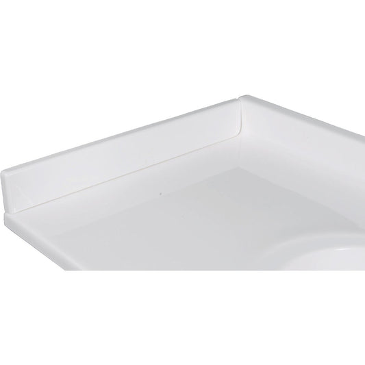 Imperial Marble 3 In. H x 21 In. L Solid White Gloss Cultured Marble Side Splash, Left Side