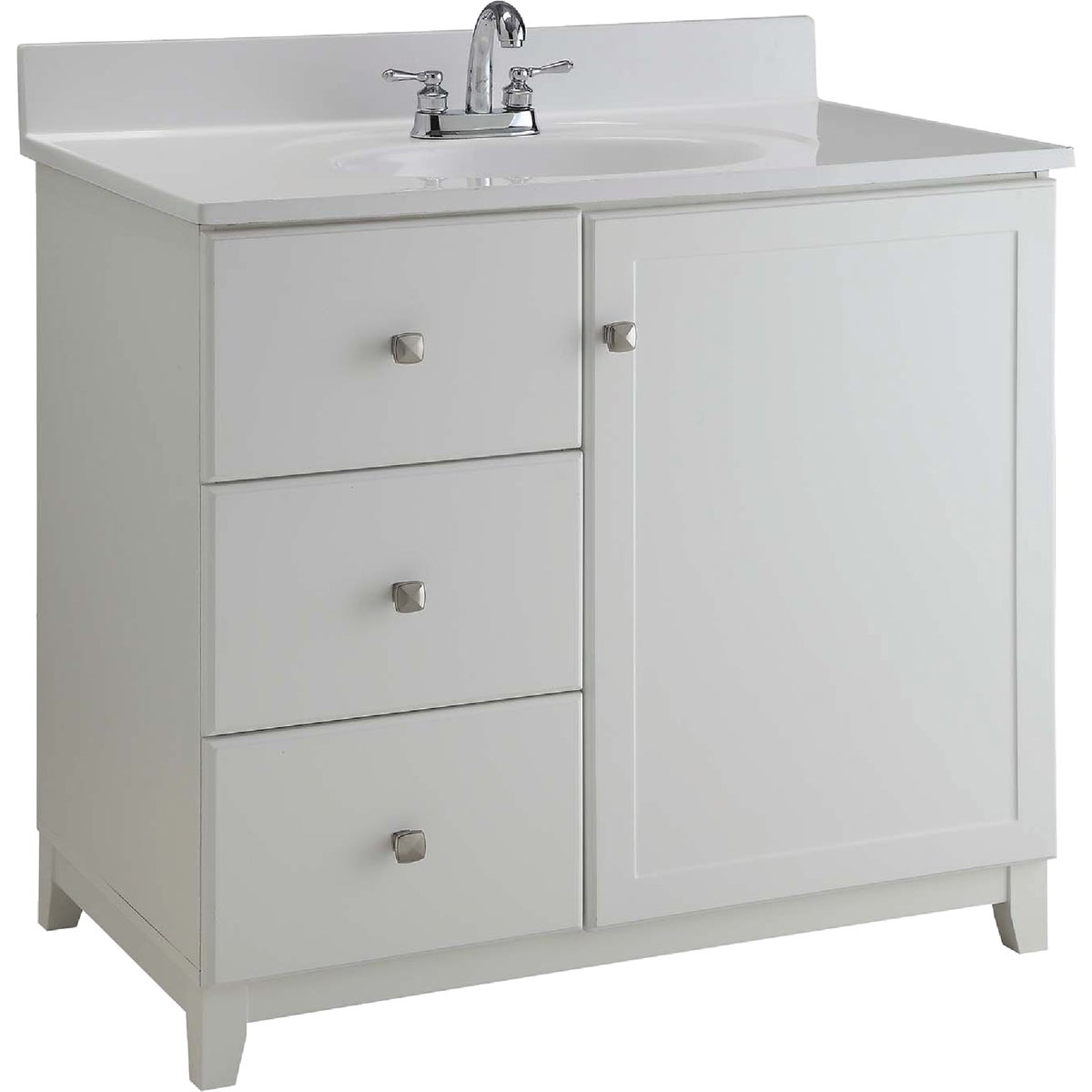 Design House Shorewood White 30 In. W x 33 In. H x 21 In. D Vanity Base, 1 Door/3 Drawer