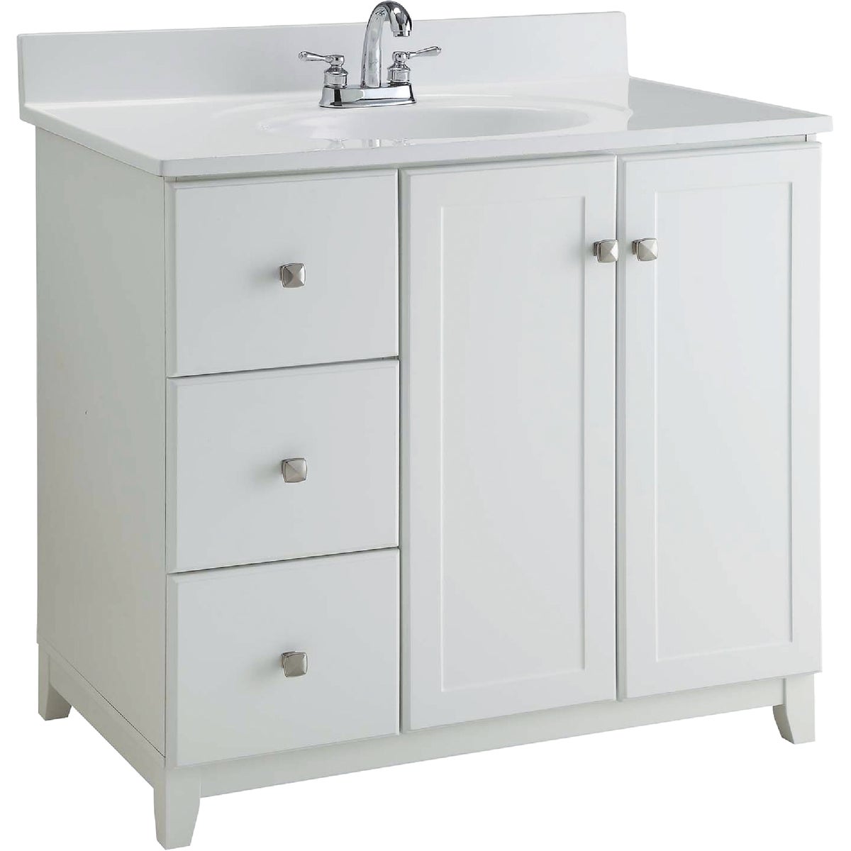 Design House Shorewood White 36 In. W x 33 In. H x 21 In. D Vanity Base, 2 Door/3 Drawer