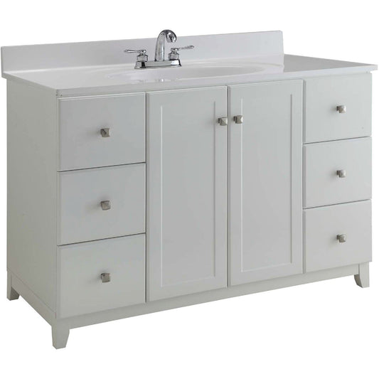 Design House Shorewood White 48 In. W x 33 In. H x 21 In. D Vanity Base, 2 Door/6 Drawer