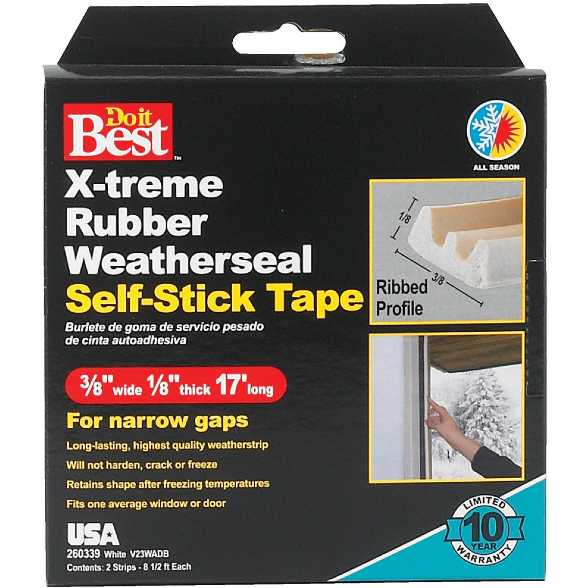 Do it Best 3/8 In. x 17 Ft. White Narrow Weatherseal Tape