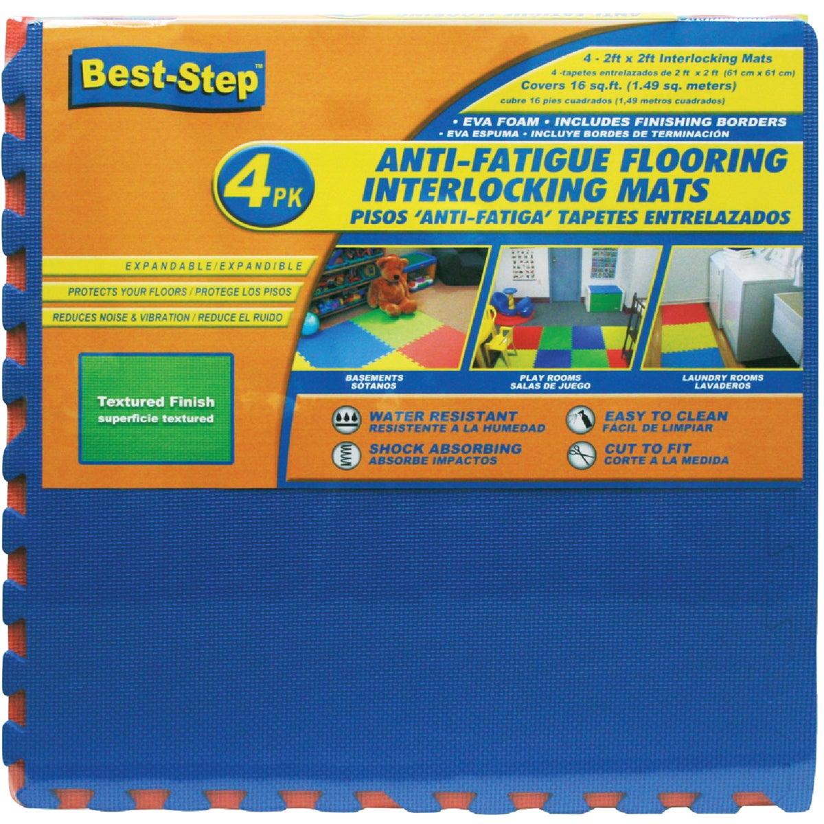 Best-Step 24 In. x 24 In. Primary Colors with Cross-Textured Finish Interlocking Anti-Fatigue Mat