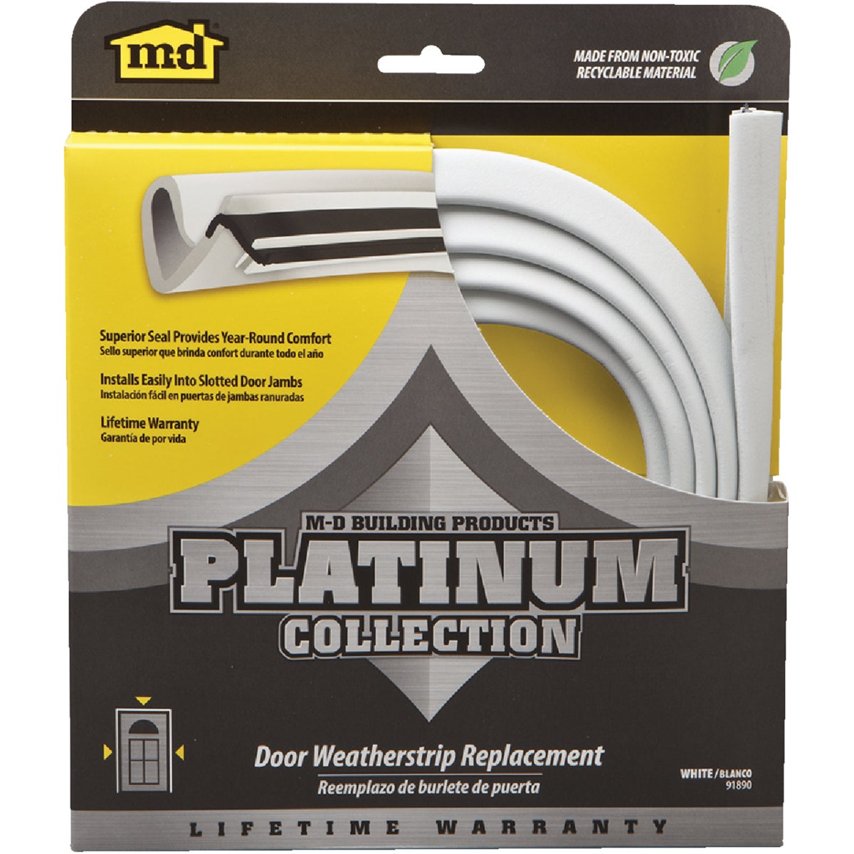 M-D 84" White Door Jambs Weatherstrip Replacement