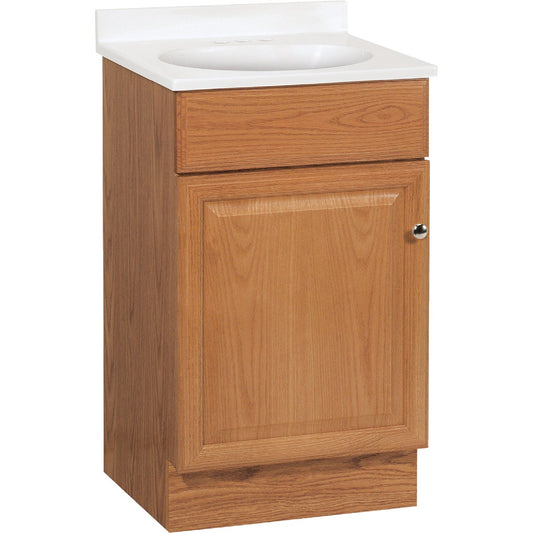 Continental Cabinets Richmond Oak 19 In. W x 35-1/4 In. H x 17 In. D Vanity with White Cultured Marble Top