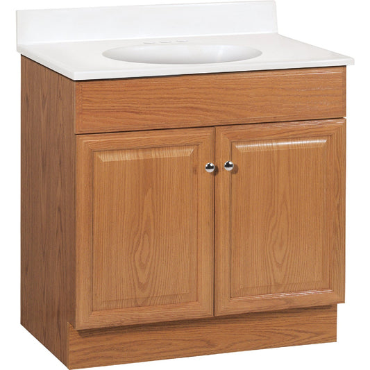 Continental Cabinets Richmond Oak 30-1/2 In. W x 35-1/4 In. H x 18-1/2 In. D Vanity with White Cultured Marble Top