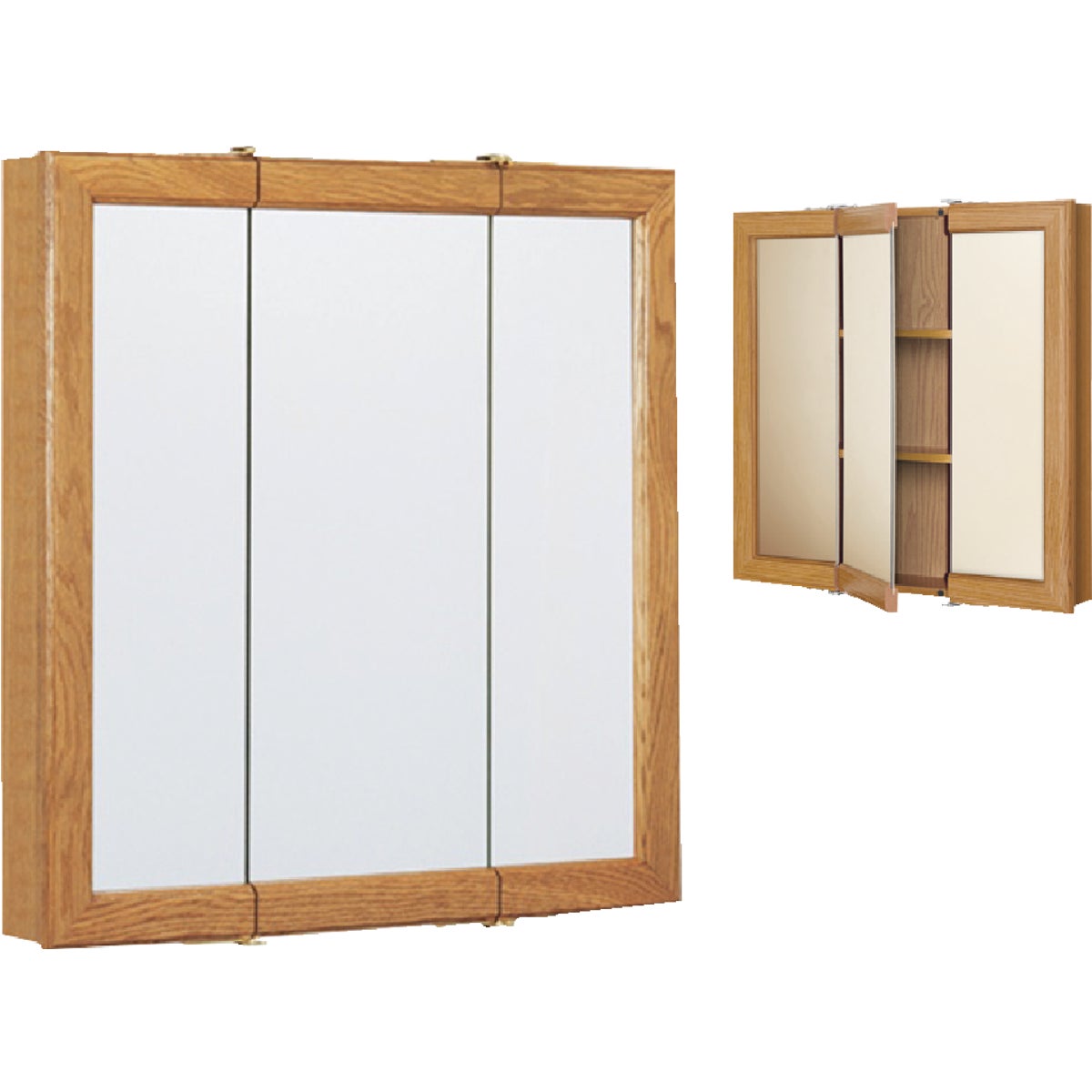 Continental Cabinets Oak 24 In. W x 24 In. H x 4-1/2 In. D Tri-View Surface Mount Medicine Cabinet