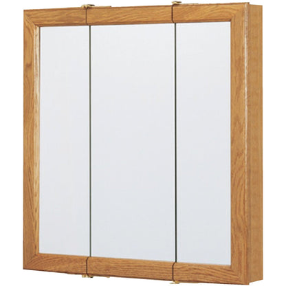 Continental Cabinets Oak 24 In. W x 24 In. H x 4-1/2 In. D Tri-View Surface Mount Medicine Cabinet