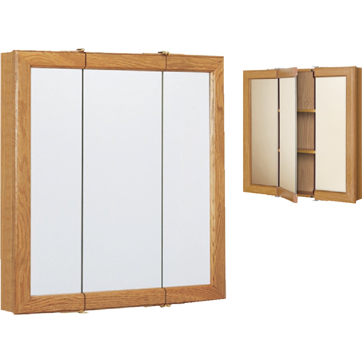 Continental Cabinets Oak 30 In. W x 28-3/4 In. H x 4-1/2 In. D Tri-View Surface Mount Medicine Cabinet