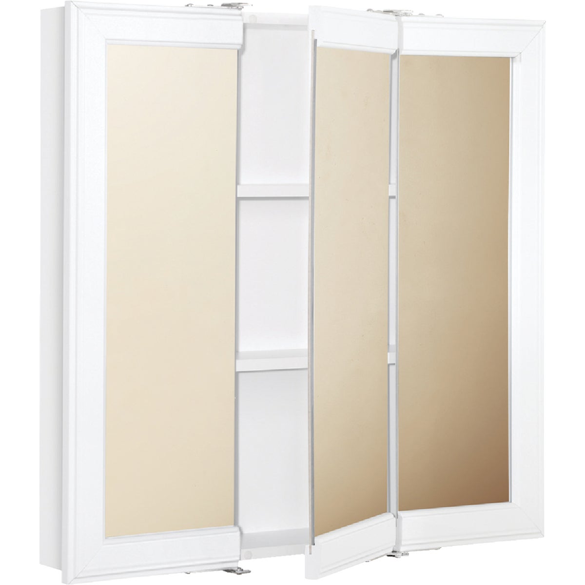 Continental Cabinets White 30 In. W x 28-3/4 In. H x 4-1/2 In. D Tri-View Surface Mount Medicine Cabinet