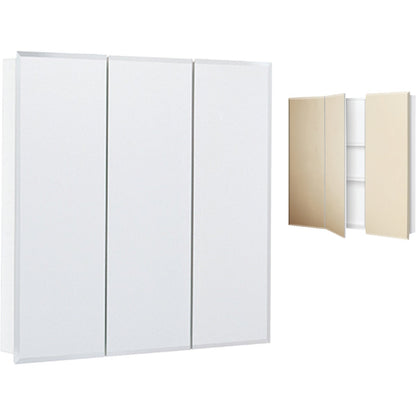 Continental Cabinets Frameless Beveled 30 In. W x 29-3/4 In. H x 4-1/4 In. D Tri-View Surface Mount Medicine Cabinet