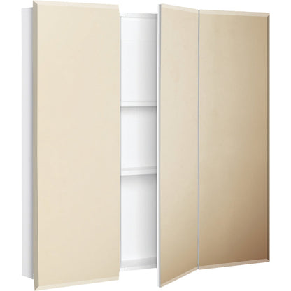 Continental Cabinets Frameless Beveled 30 In. W x 29-3/4 In. H x 4-1/4 In. D Tri-View Surface Mount Medicine Cabinet