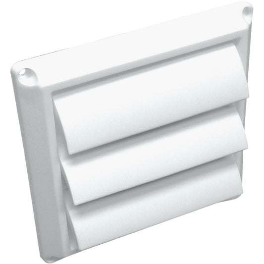 Lambro 4 In. White Plastic Louvered Dryer Vent Hood