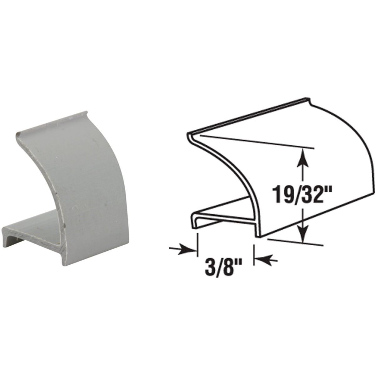 Prime-Line 3/8 In. Dia. x 72 In. L. Gray Vinyl Rigid Snap-In Glass Spline