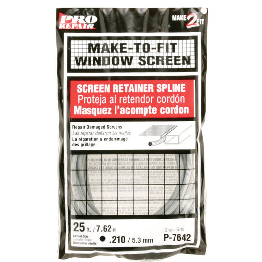 Prime-Line 0.210 In. Dia. x 25 Ft. L. Gray Vinyl Screen Retainer Spline