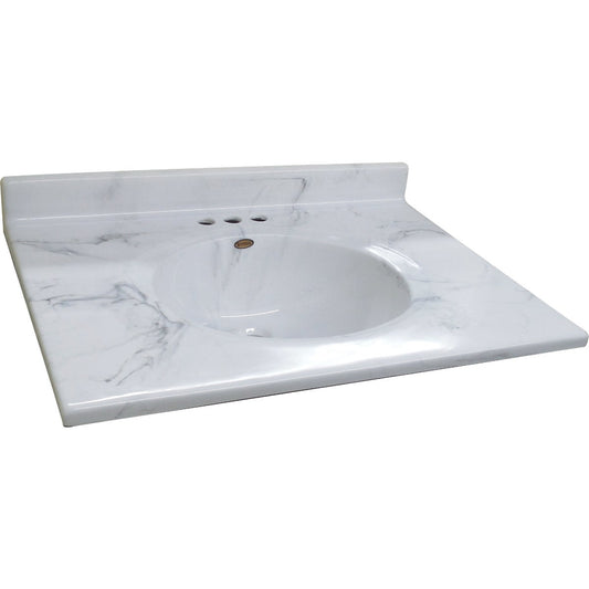 Imperial Marble 31 In. W x 22 In. D Carrara Cultured Marble Vanity Top with Oval Bowl