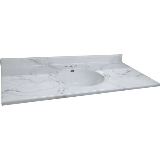 Imperial Marble 49 In. W x 22 In. D Carrara Cultured Marble Vanity Top with Oval Bowl