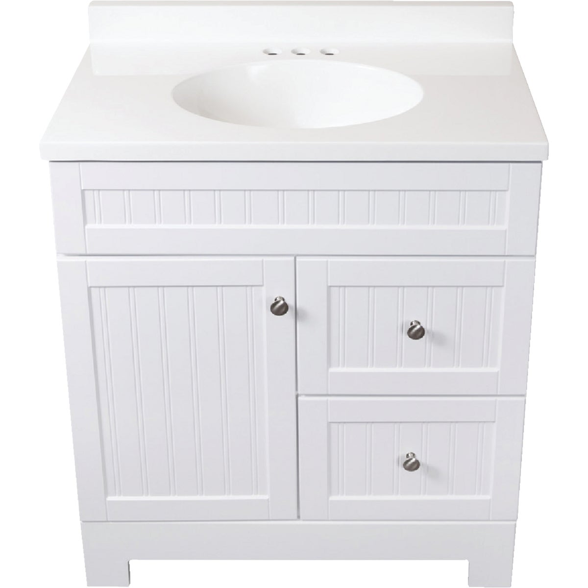 Continental Cabinets Edgewater White 31 In. W x 37-1/2 In. H x 18-1/2 In. D Vanity with White Cultured Marble Top