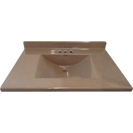 Imperial Marble 37 In. W x 22 In. D Cocoa Satin Stone Cast Polymer Vanity Top with Wave Bowl