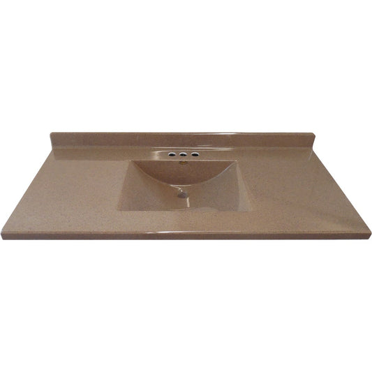 Imperial Marble 49 In. W x 22 In. D Cocoa Satin Stone Cast Polymer Vanity Top with Wave Bowl