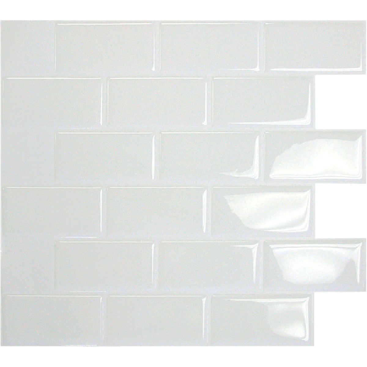 Smart Tiles Approx. 10 In. x 10 In. Glass-Like Vinyl Backsplash Peel & Stick, White Subway Tile