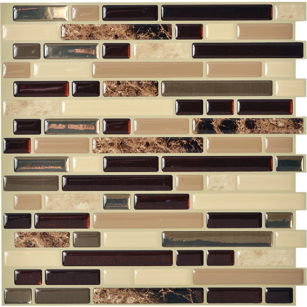 Smart Tiles Approx. 10 In. x 10 In. Glass-Like Vinyl Backsplash Peel & Stick, Bellagio Keystone Mosaic (6-Pack)