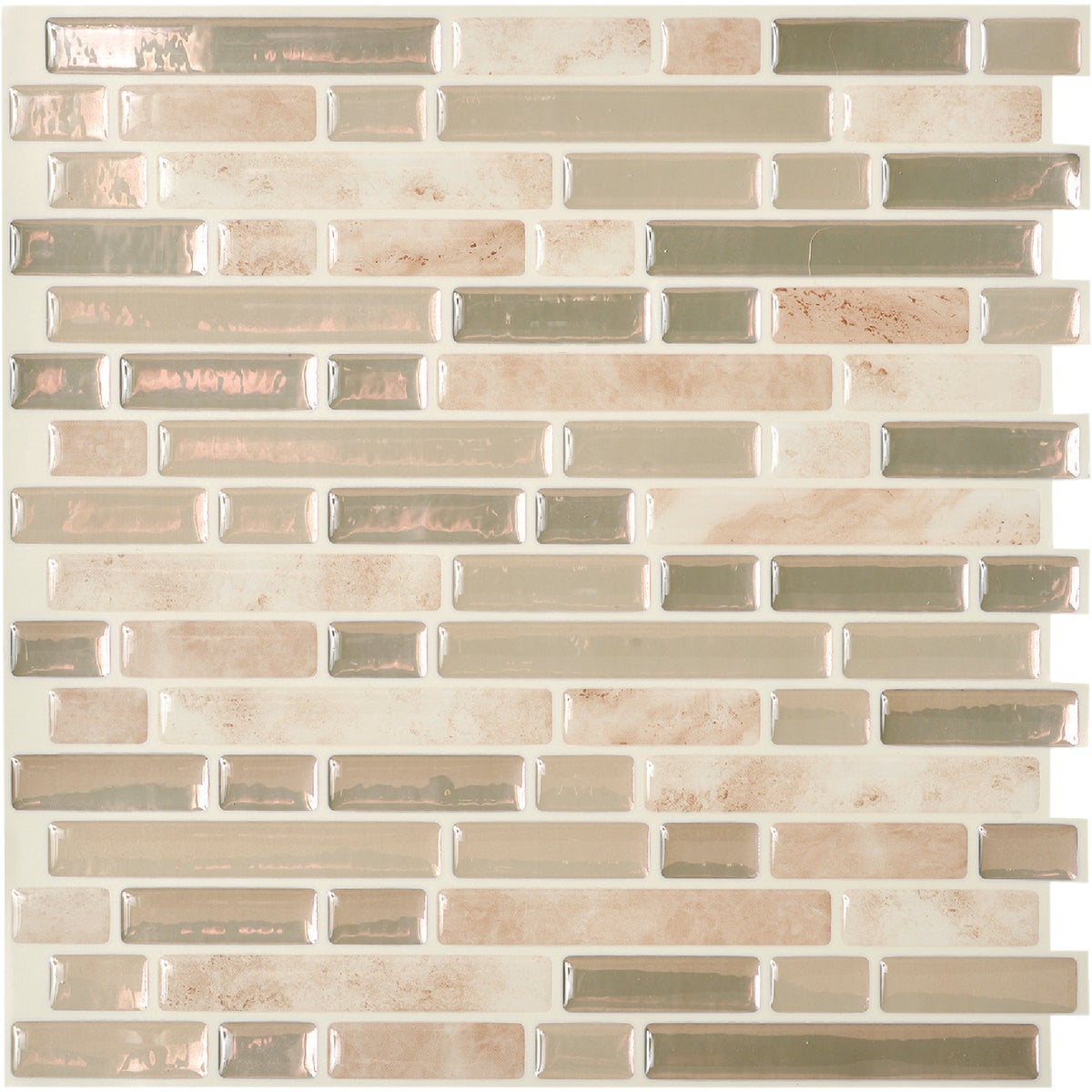 Smart Tiles Approx. 10 In. x 10 In. Glass-Like Vinyl Backsplash Peel & Stick, Bellagio Sabbia Mosaic