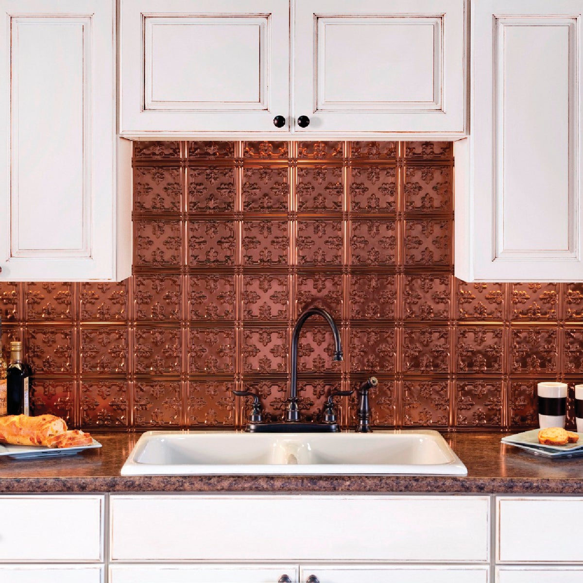 Fasade 18 In. x 24 In. Thermoplastic Backsplash Panel, Oil-Rubbed Bronze Traditional 10