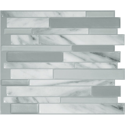 Smart Tiles Approx. 10 In. x 10 In. Glass-Like Vinyl Backsplash Peel & Stick, Milano Carrera Mosaic