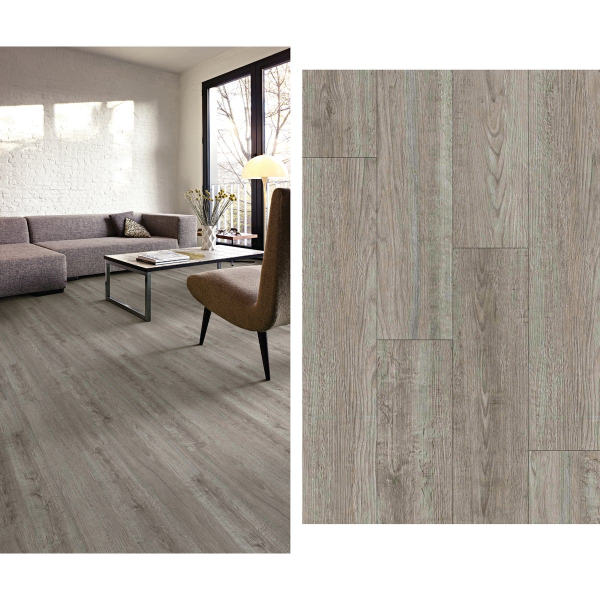 Mohawk Design Elements Rockport Gray 6 In. W x 48 In. L Luxury Vinyl Rigid Core Floor Plank (24.11 Sq. Ft./Case)