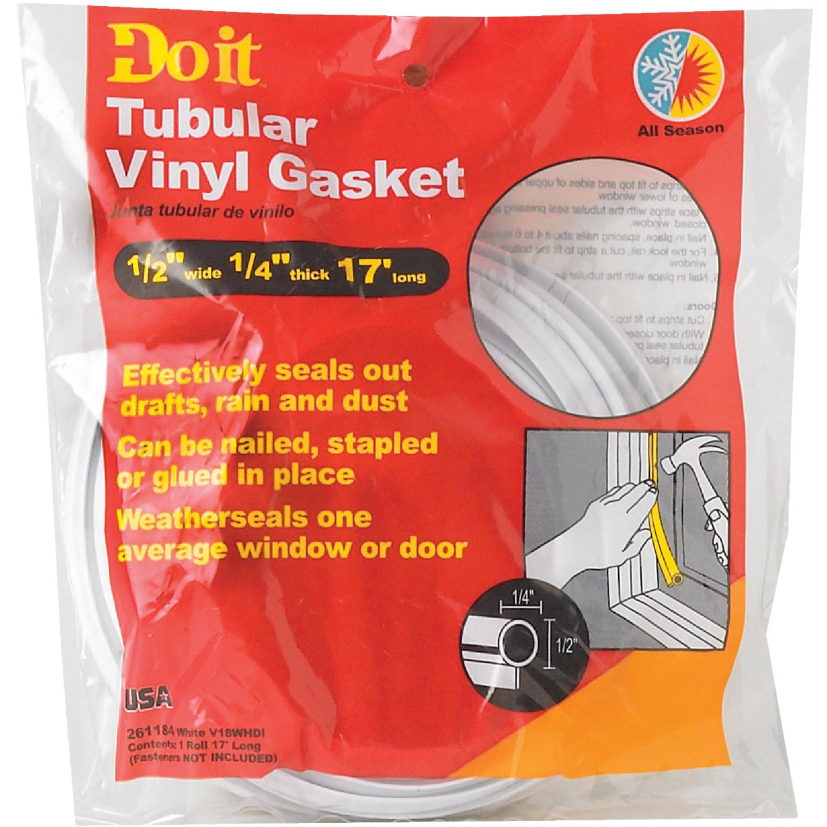 Do it Vinyl 1/2" W x 17' L 1/4" Vinyl Gasket