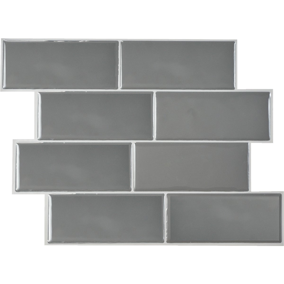 Smart Tiles Approx. 9 In. x 11 In. Glass-Like Vinyl Backsplash Peel & Stick, Metro Grigio Subway Tile